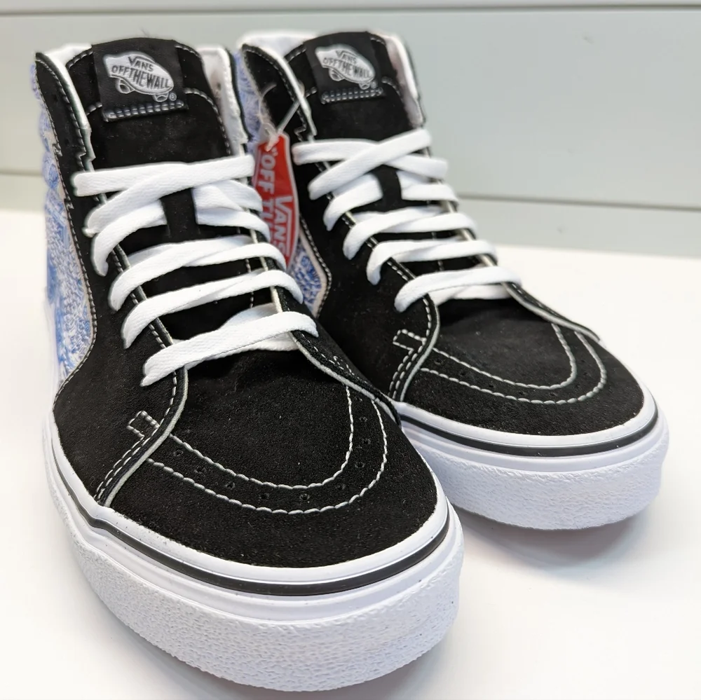 Vans SK8-Hi Bolt Liquify Black Blue Casual Fashion Hi-top sneakers size Men's 8